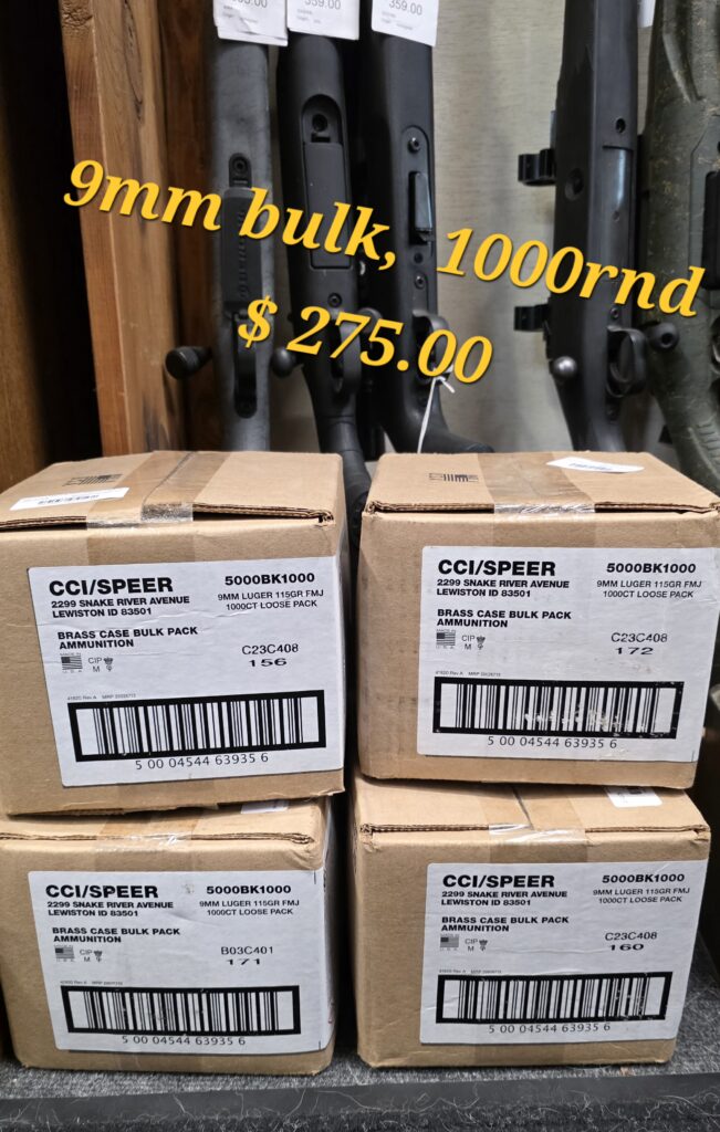 Speer 9mm 115 grain fmj bulk pack ammunition SALE $275.00